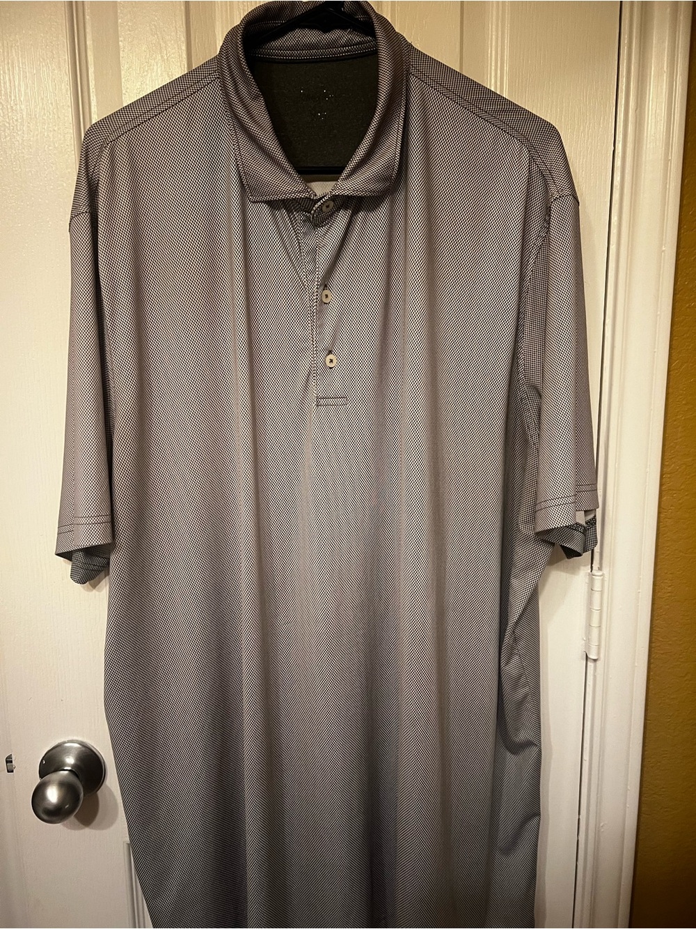 Johnnie-O Men’s Performance Polo Gray Black Micro Print Golf Shirt XXL 2XL